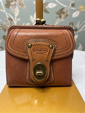 Coach Legacy Leather French Framed Wallet With Brass Hardware